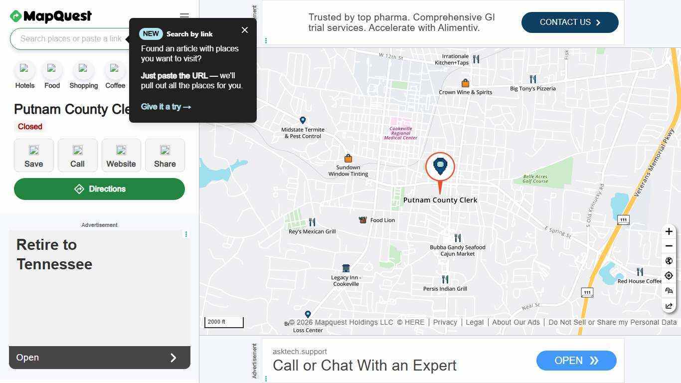 Putnam County Clerk, 121 S Dixie Ave, Cookeville, TN 38501, US - MapQuest