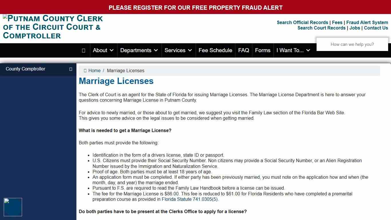 Marriage Licenses – Putnam County Clerk of the Circuit Court & Comptroller